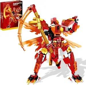 Fire Mech Toy Building Blocks Set, Red Ninja Figure Warrior Hero Display Model Toy, Armored Battle Robot Adventure Playset Birthday Christmas Creative Gifts for Boys Girls