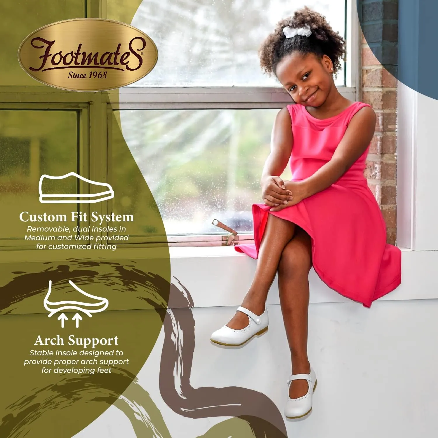 FOOTMATES Emma Patent Leather Mary Jane Girls Party Dress Shoes with Custom-Fit Insoles, Hard Bottom, Slip-Resistant Non-Marking Outsoles - for Toddlers and Little Kids, Ages 1-8