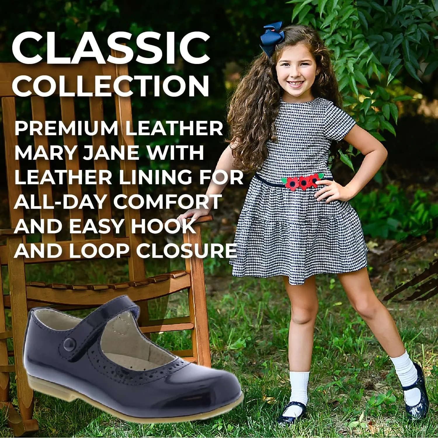 FOOTMATES Emma Patent Leather Mary Jane Girls Party Dress Shoes with Custom-Fit Insoles, Hard Bottom, Slip-Resistant Non-Marking Outsoles - for Toddlers and Little Kids, Ages 1-8
