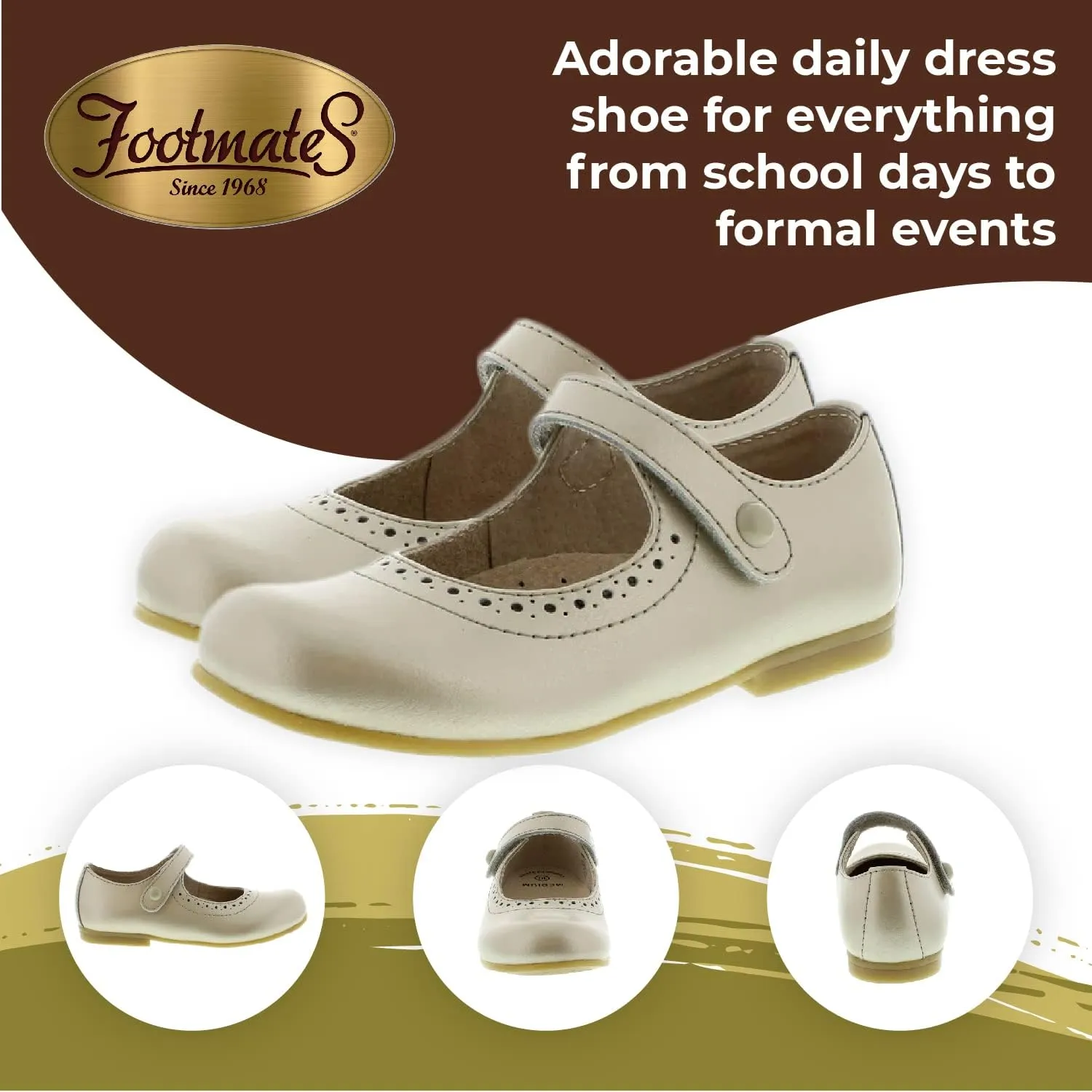 FOOTMATES Emma Patent Leather Mary Jane Girls Party Dress Shoes with Custom-Fit Insoles, Hard Bottom, Slip-Resistant Non-Marking Outsoles - for Toddlers and Little Kids, Ages 1-8