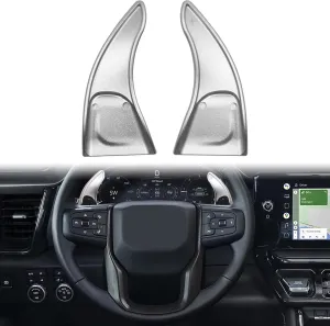 For GMC Sierra 1500/Chevrolet Silverado 1500(2022-2025), Buick Enclave(2022-2024)/Envision(2021-2023) Steering Wheel Shift Extension, Auto Accessories（silver）