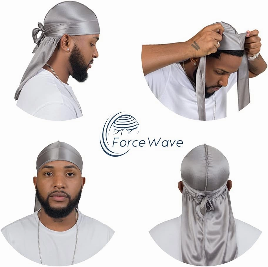ForceWave 10 Pieces Silky Durags Long Tail for Women Men Satin Durag 360 Wave，Dorag, 10 Pieces