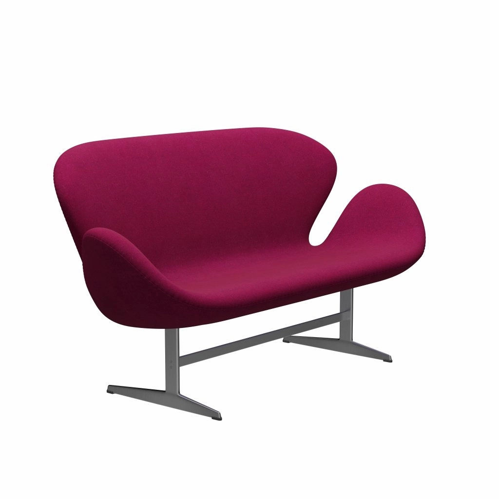Fritz Hansen Swan Sofa 2-sæder, Satinbørstet Aluminium/Divina Melange Læbestift Pink 