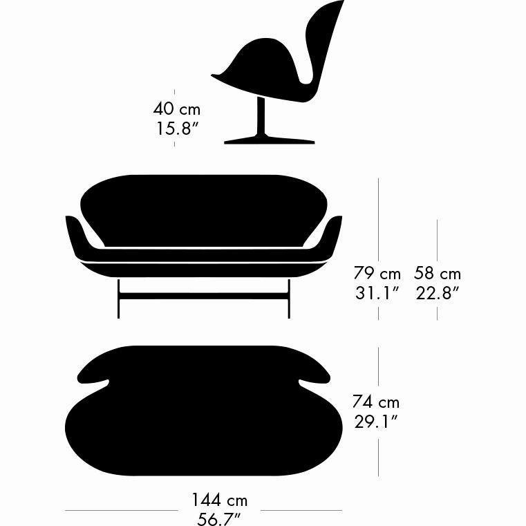 Fritz Hansen Swan Sofa 2-sæder, Satinbørstet Aluminium/Divina Melange Læbestift Pink 