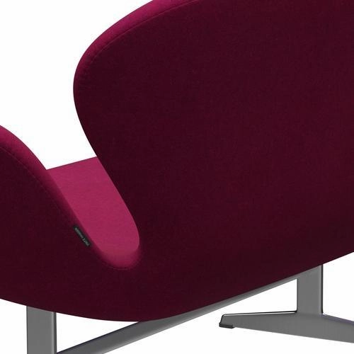 Fritz Hansen Swan Sofa 2-sæder, Satinbørstet Aluminium/Divina Melange Læbestift Pink 