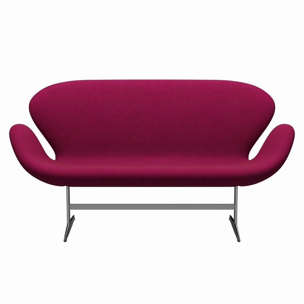 Fritz Hansen Swan Sofa 2-sæder, Satinbørstet Aluminium/Divina Melange Læbestift Pink 