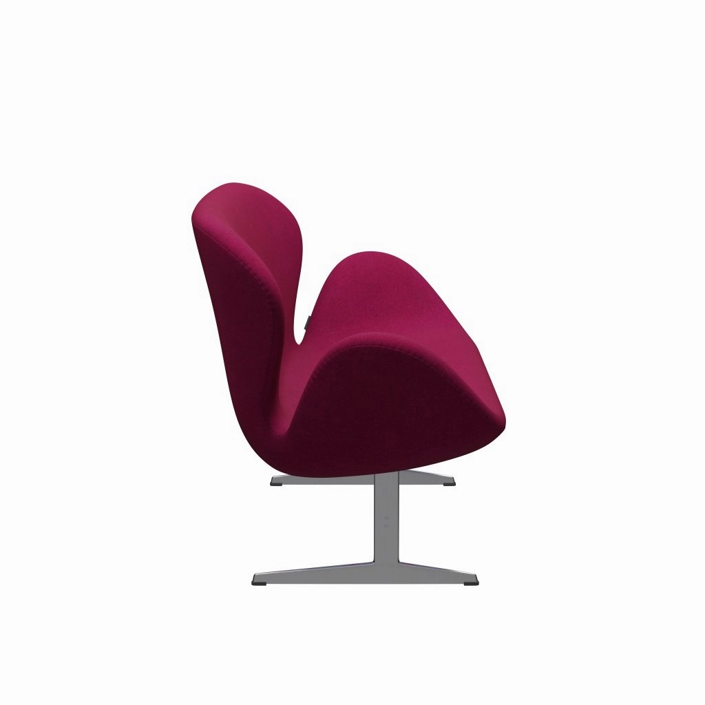 Fritz Hansen Swan Sofa 2-sæder, Satinbørstet Aluminium/Divina Melange Læbestift Pink 