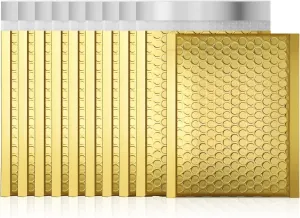 Fuxury Gold Bubble Mailers 6x10 "50 Pack, Strong Adhesion Metallic Bubble Envelopes,Waterproof Padded Envelopes,Durable Padded Mailers,Super Cute Packing for Jewelry, Makeup Supplies,Bulk #0