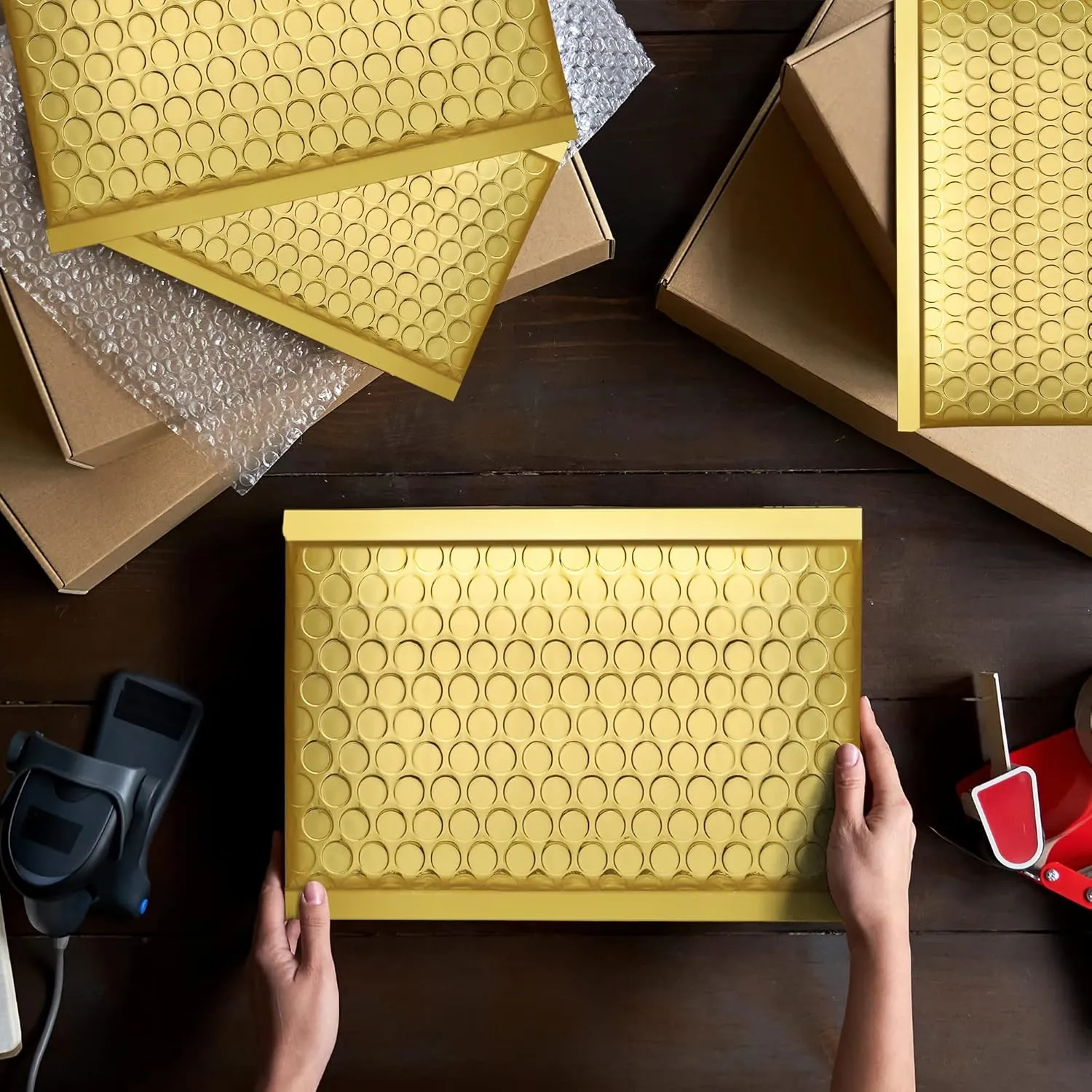 Fuxury Gold Bubble Mailers 6x10 "50 Pack, Strong Adhesion Metallic Bubble Envelopes,Waterproof Padded Envelopes,Durable Padded Mailers,Super Cute Packing for Jewelry, Makeup Supplies,Bulk #0