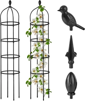 Garden Obelisk Trellis for Climbing Plants Outdoor 6 Ft Rose Bush Round Trellis for Pots Rustproof Metal Plant Flower Trellises for Clematis Vine Jasmine Support Outdoor Indoor