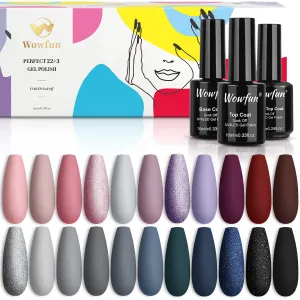 Gel Nail Polish Kit, 25Pcs Nude Nail Polish Pink Gray Soak Off Gel Polish Set with Glossy Matte Top Base Coat All Season Nail Art Starter Kit Salon DIY at Home Mother's Day Gifts for Her