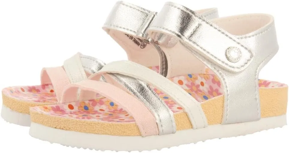 GIOSEPPO Girl's Slide Flip-Flop, Metallic Silver, 8 us