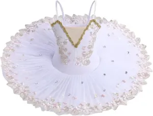 Girls Ballet Skirted Leotards Lace Sequin Tutu Swan Dress Toddler Ballerina Puffy Skirt Dancewear for Kids 1-14 Years