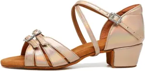 Girls Latin Dance Shoe Satin Salsa Ballroom Low Heel Practice Dance Shoes,Model WLLD28