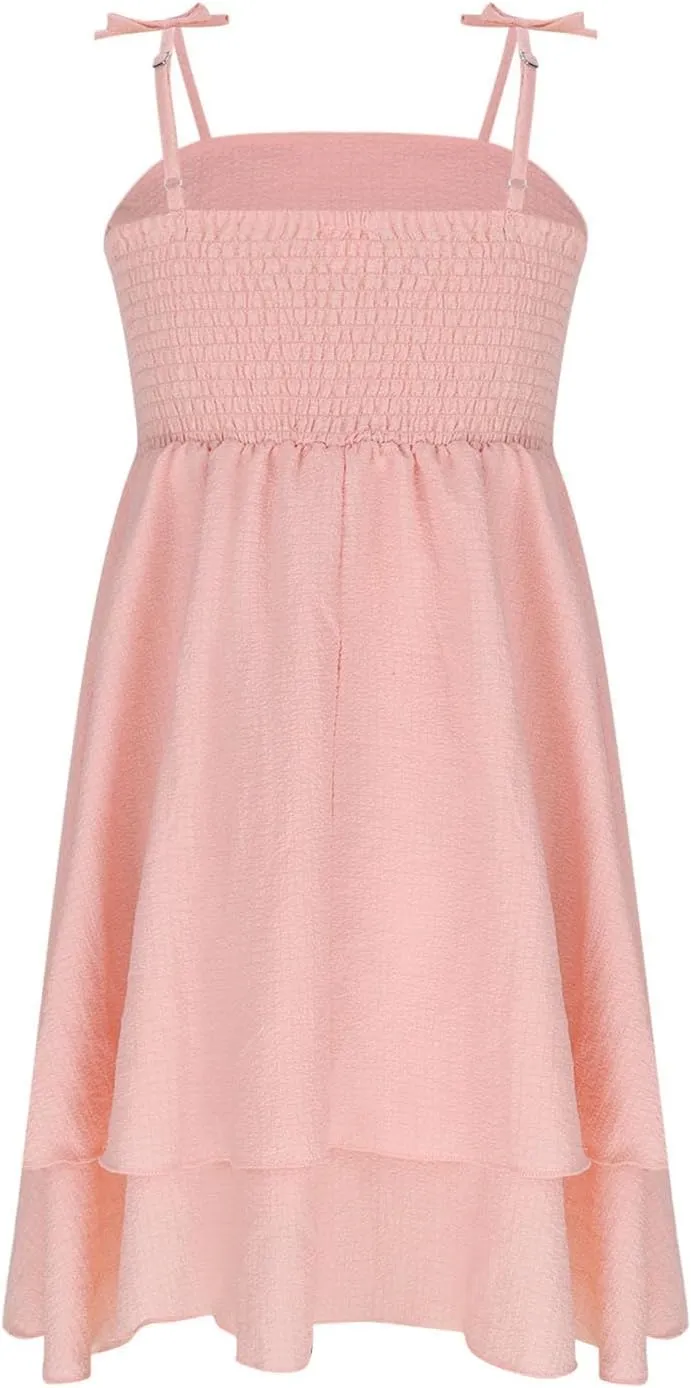 Girl's Sleeveless Dress Smocked Ruched Dresses A Line Swing Layered Dress Formal Cami Dresses Party Prom Gowns