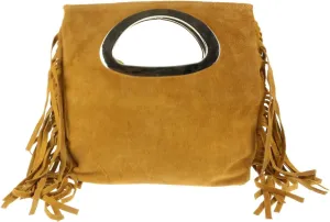 Girly Handbags Womens Italian Suede Leather Fringe Handbag