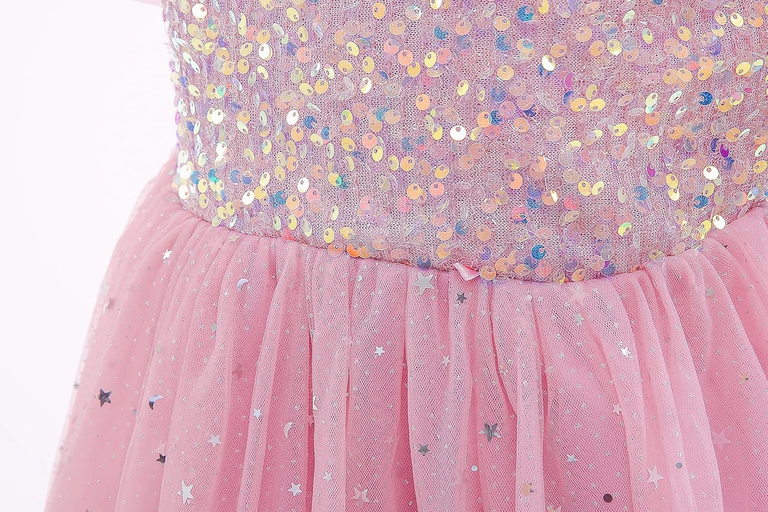 Glamulice Flower Girls Sparkle Tulle Puff Sleeves Vintage Dress Princess Wedding Bridesmaid Party Holiday Dresses