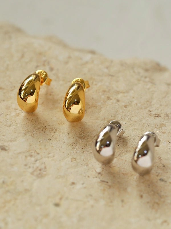 Glossy Water Drop Huggie Earrings
