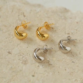Glossy Water Drop Huggie Earrings