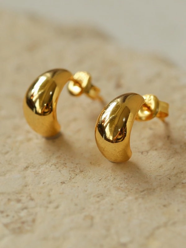 Glossy Water Drop Huggie Earrings