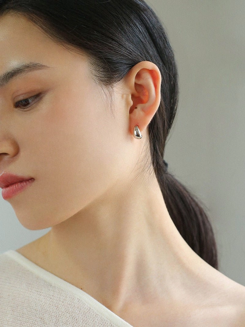 Glossy Water Drop Huggie Earrings