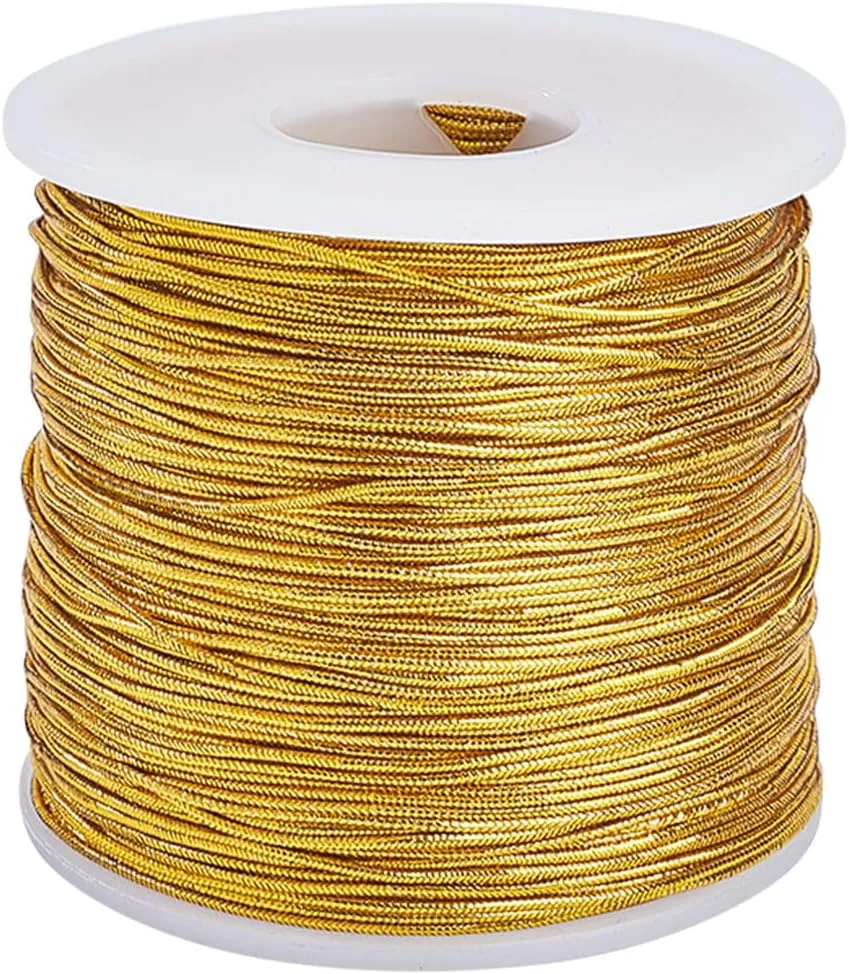 GORGECRAFT 110M Gold Metallic Elastic Cord Stretchy Bracelet Hair String Ribbon Tinsel Braiding Rope Jewelry Thread for Crystal Braided Jewelry Bead Necklaces Decorative Hanging Gift Wrapping