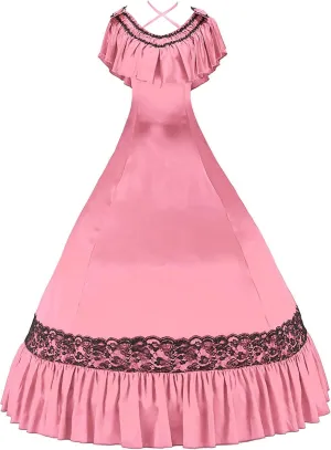 Gorgeous Herrlich Elegant Lolita Doll Neck Strap Lace Ball Gown Dress Pink