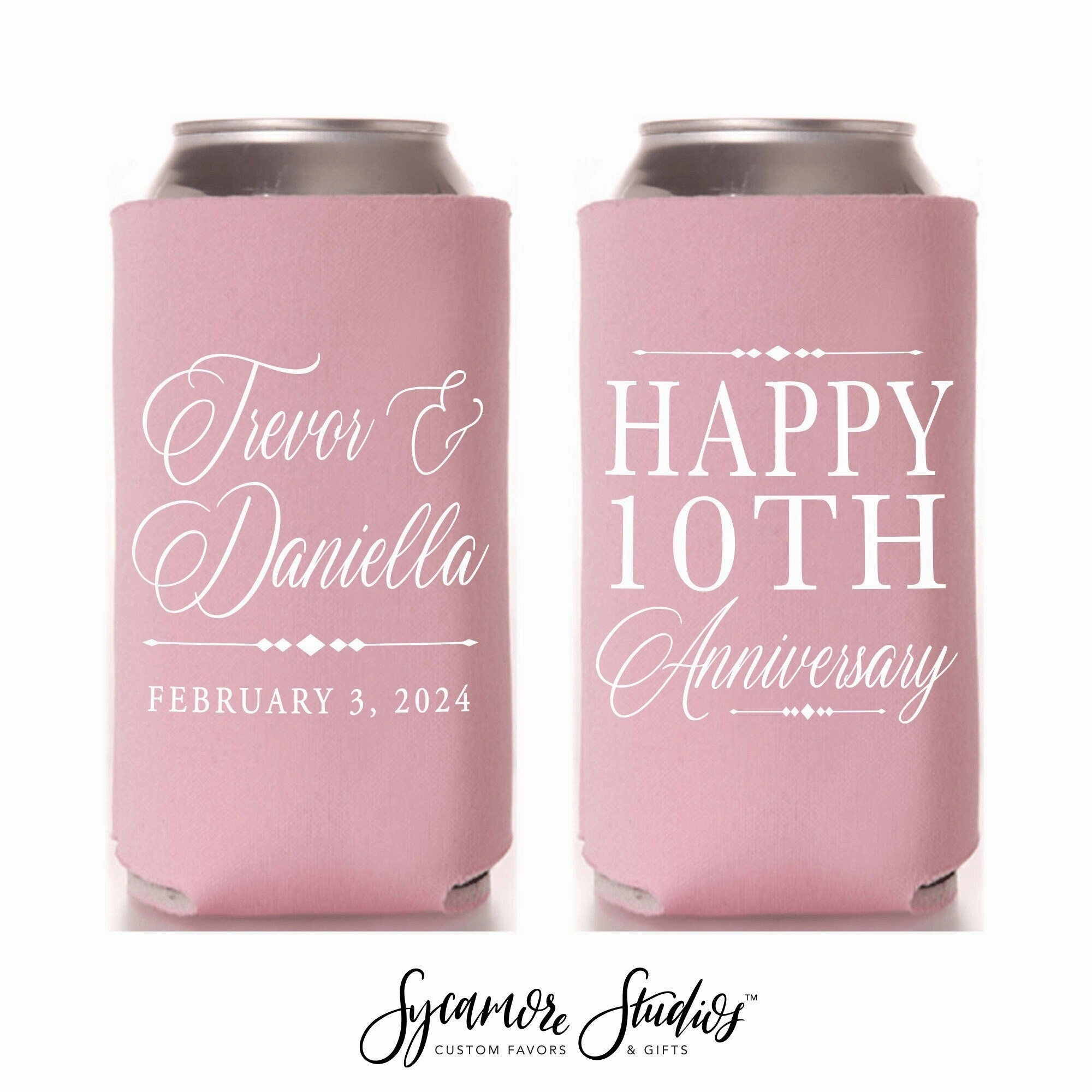 Happy Anniversary - Slim 12oz Wedding Can Cooler #3S