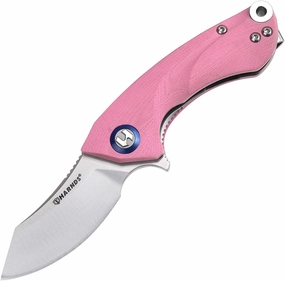 Harnds Ballet Folding Knife with Sandvik 14C28N Blade Camping Pocket Knife with Deep Carry Pocket Clip G10 Handle Flipper Open Liner Lock EDC (pink)