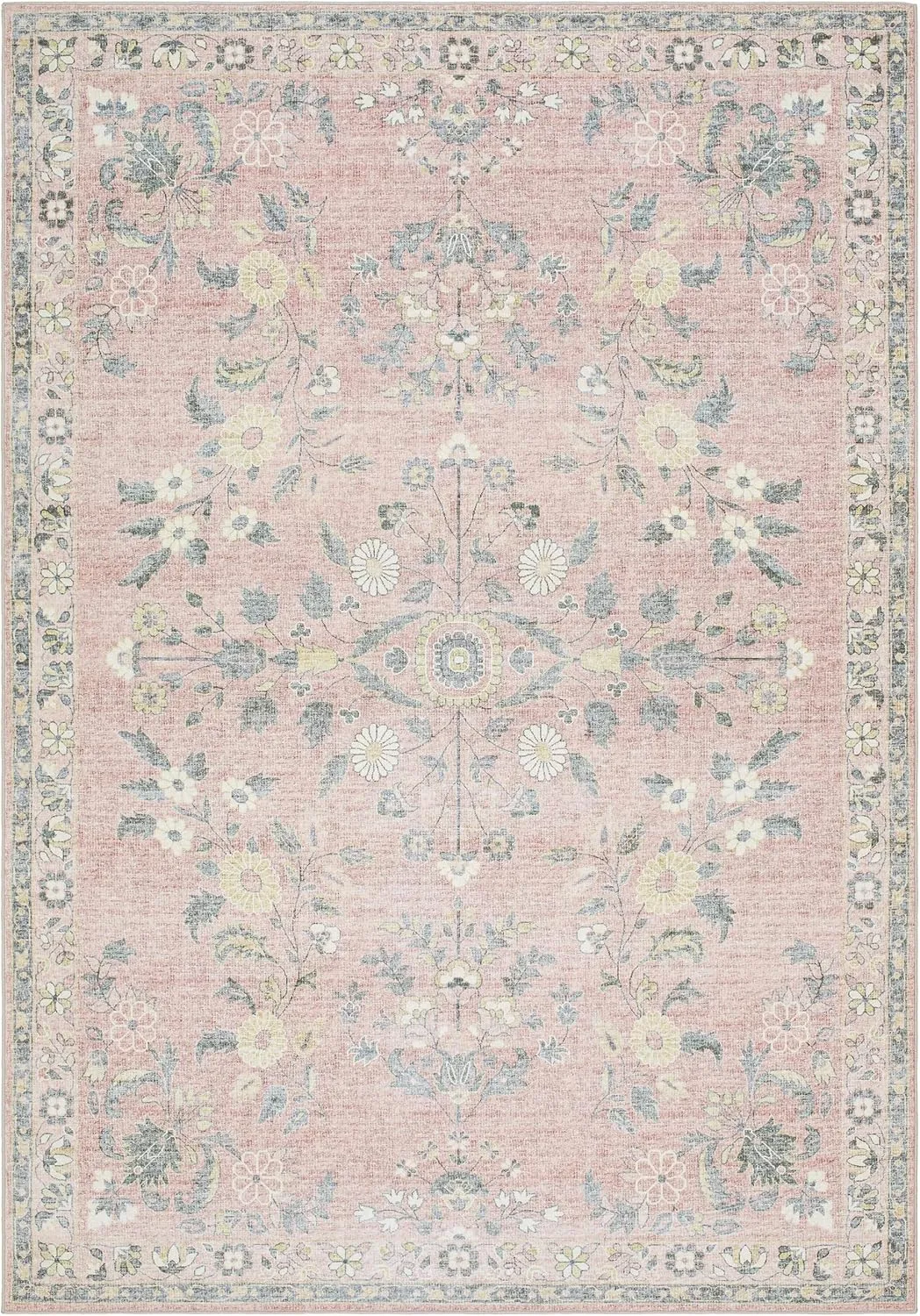 Hauteloom Meyly Living Room, Bedroom Machine Washable Area Rug - Traditional - Light Gray, Slate Gray Taupe, Metallic Silver - 18" Sample