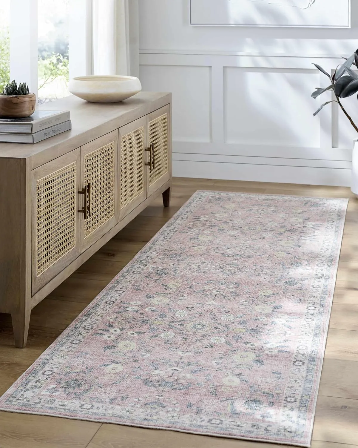 Hauteloom Meyly Living Room, Bedroom Machine Washable Area Rug - Traditional - Light Gray, Slate Gray Taupe, Metallic Silver - 18" Sample