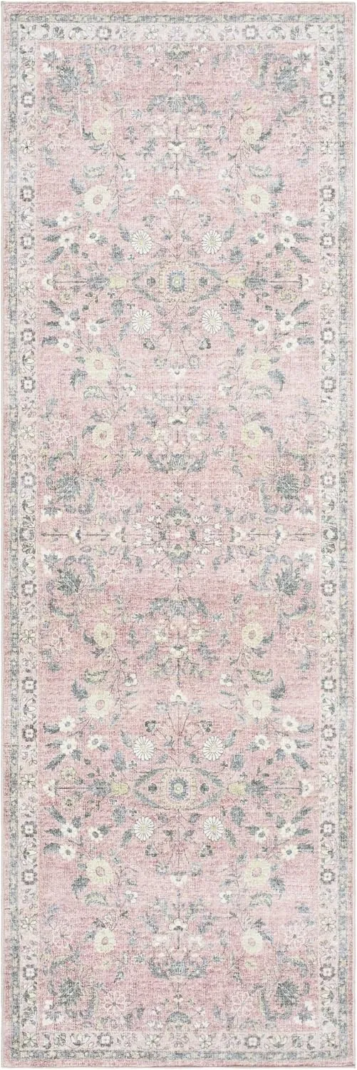 Hauteloom Meyly Living Room, Bedroom Machine Washable Area Rug - Traditional - Light Gray, Slate Gray Taupe, Metallic Silver - 18" Sample