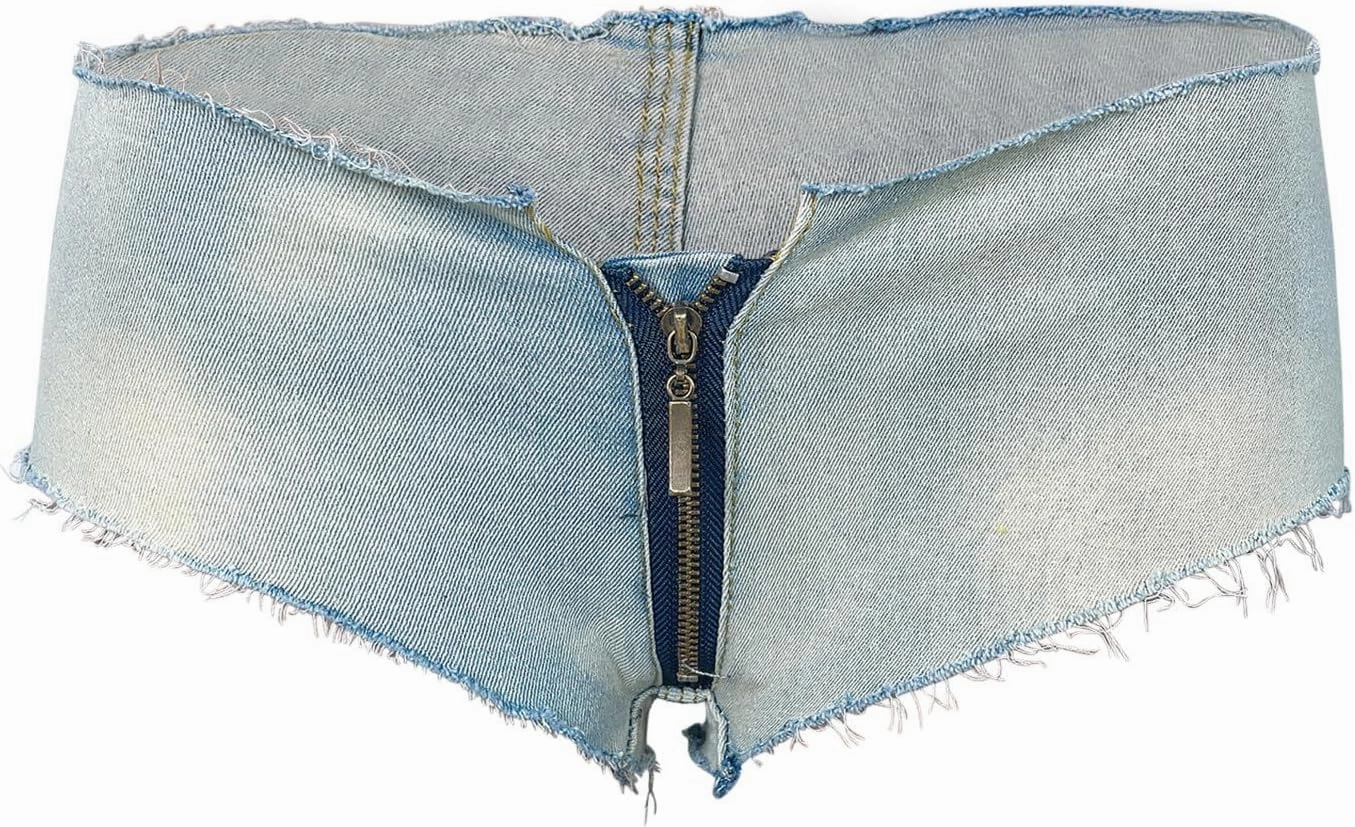 HGps8w Women's Sexy Low Rise Denim Shorts Cheeky Naughty Hot Pants Stretch Mini Jeans Shorts Y2K Chic Party Clubwear