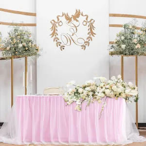 Hiasan Pink Table Skirt Tablecloth for Rectangle or Round Tables Tulle Tutu Table Skirt Table Cloths for Baby Shower Girl Gender Reveal Wedding Birthday Party Table Decorations(6ft, Pink)