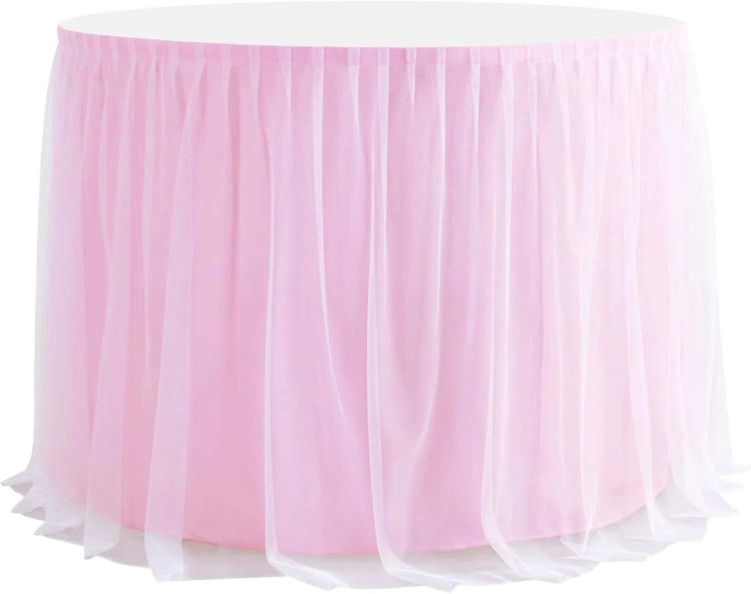 Hiasan Pink Table Skirt Tablecloth for Rectangle or Round Tables Tulle Tutu Table Skirt Table Cloths for Baby Shower Girl Gender Reveal Wedding Birthday Party Table Decorations(6ft, Pink)