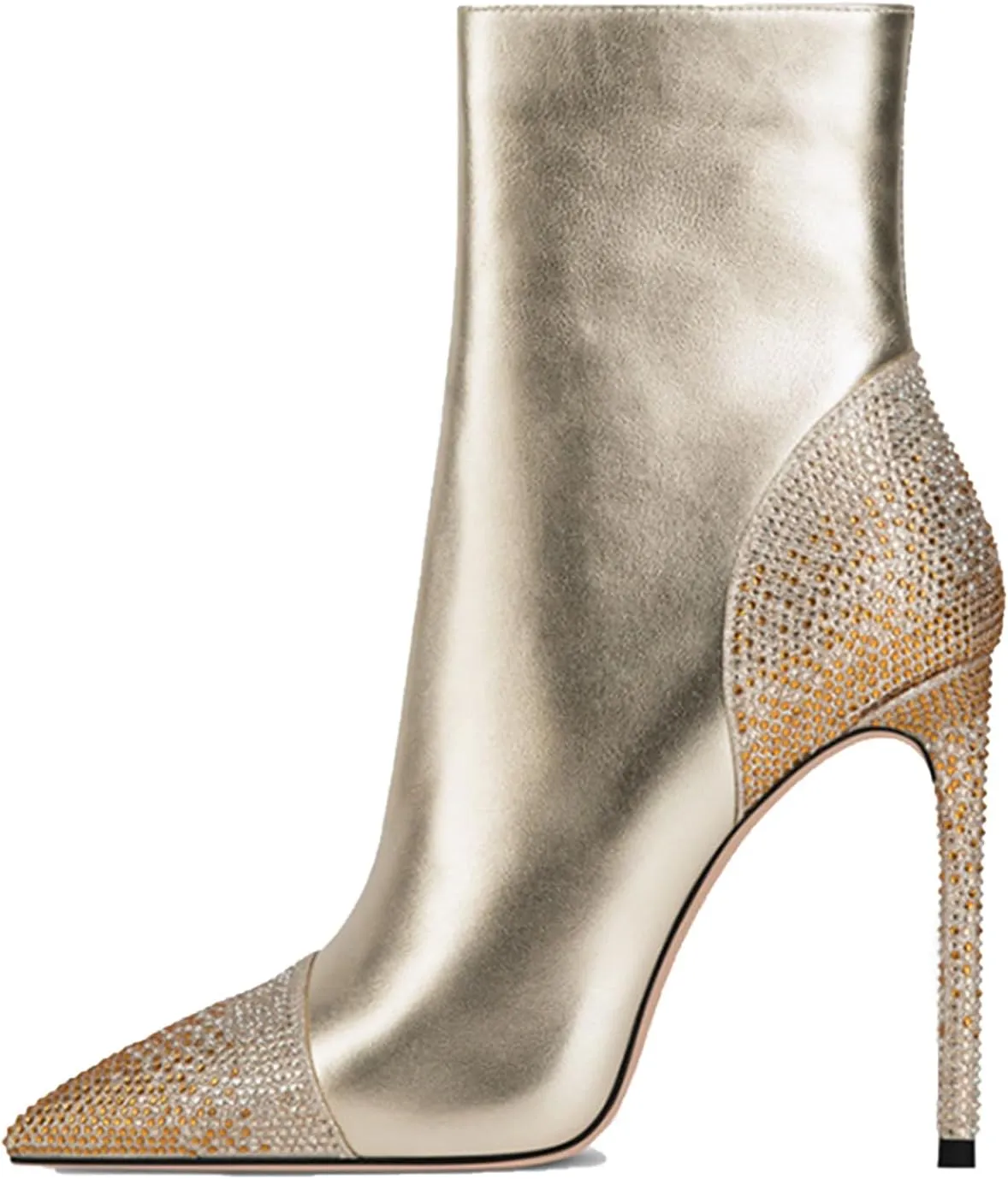 High Heeled Ankle Boots,Women's Rhinestone Decorated Boots,Pointed Stiletto Boots,Classic Elegant Boots