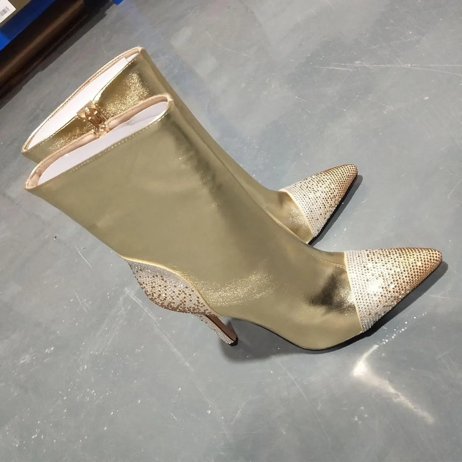 High Heeled Ankle Boots,Women's Rhinestone Decorated Boots,Pointed Stiletto Boots,Classic Elegant Boots