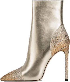 High Heeled Ankle Boots,Women's Rhinestone Decorated Boots,Pointed Stiletto Boots,Classic Elegant Boots