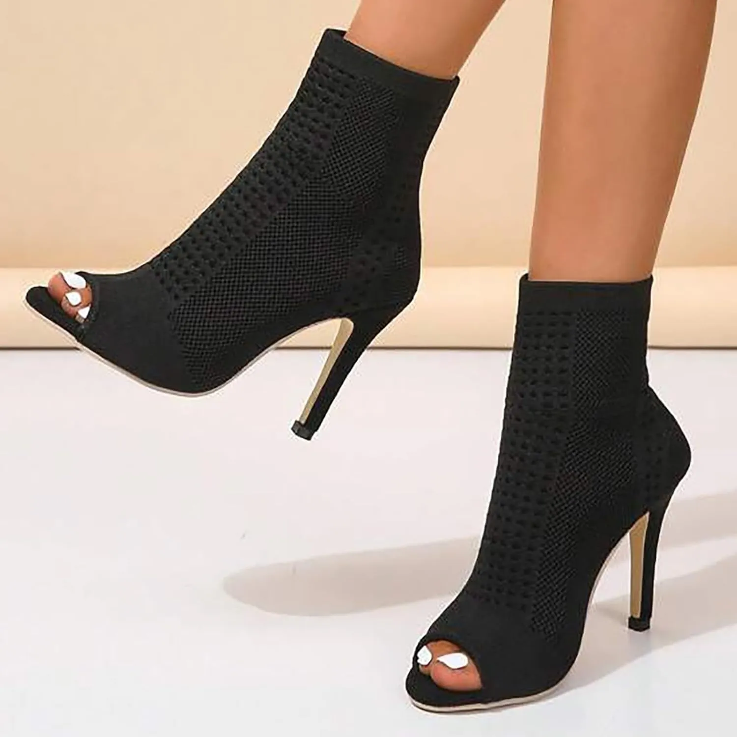 High Heels for Women Strappy Heels Classic Dress Sandals Open Toe Summer Booties Breathable Mesh Sandals