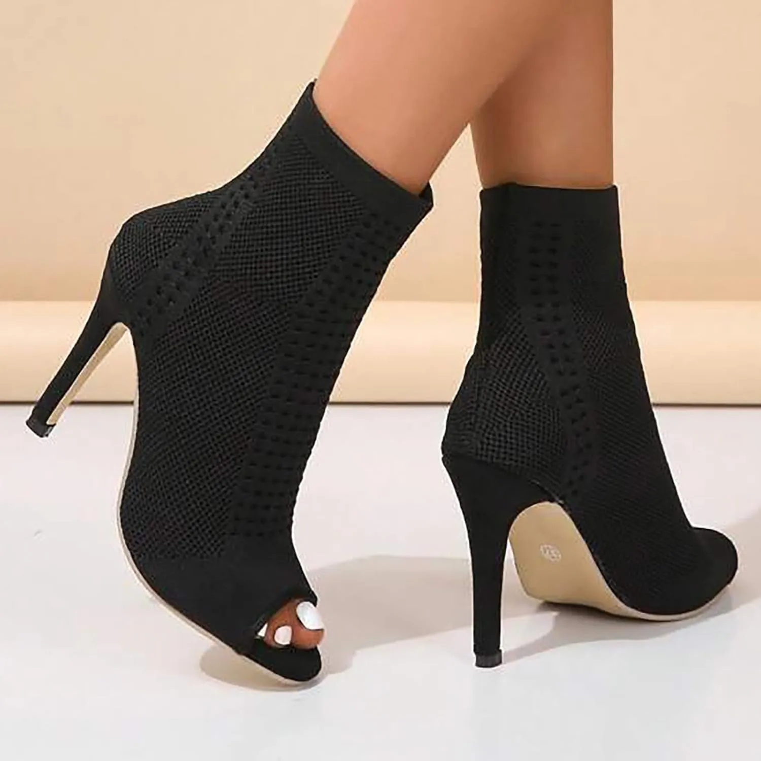 High Heels for Women Strappy Heels Classic Dress Sandals Open Toe Summer Booties Breathable Mesh Sandals