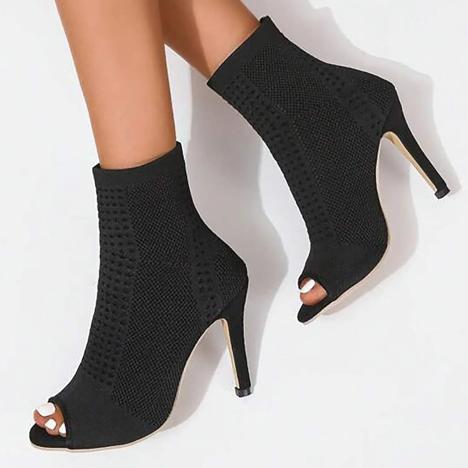 High Heels for Women Strappy Heels Classic Dress Sandals Open Toe Summer Booties Breathable Mesh Sandals