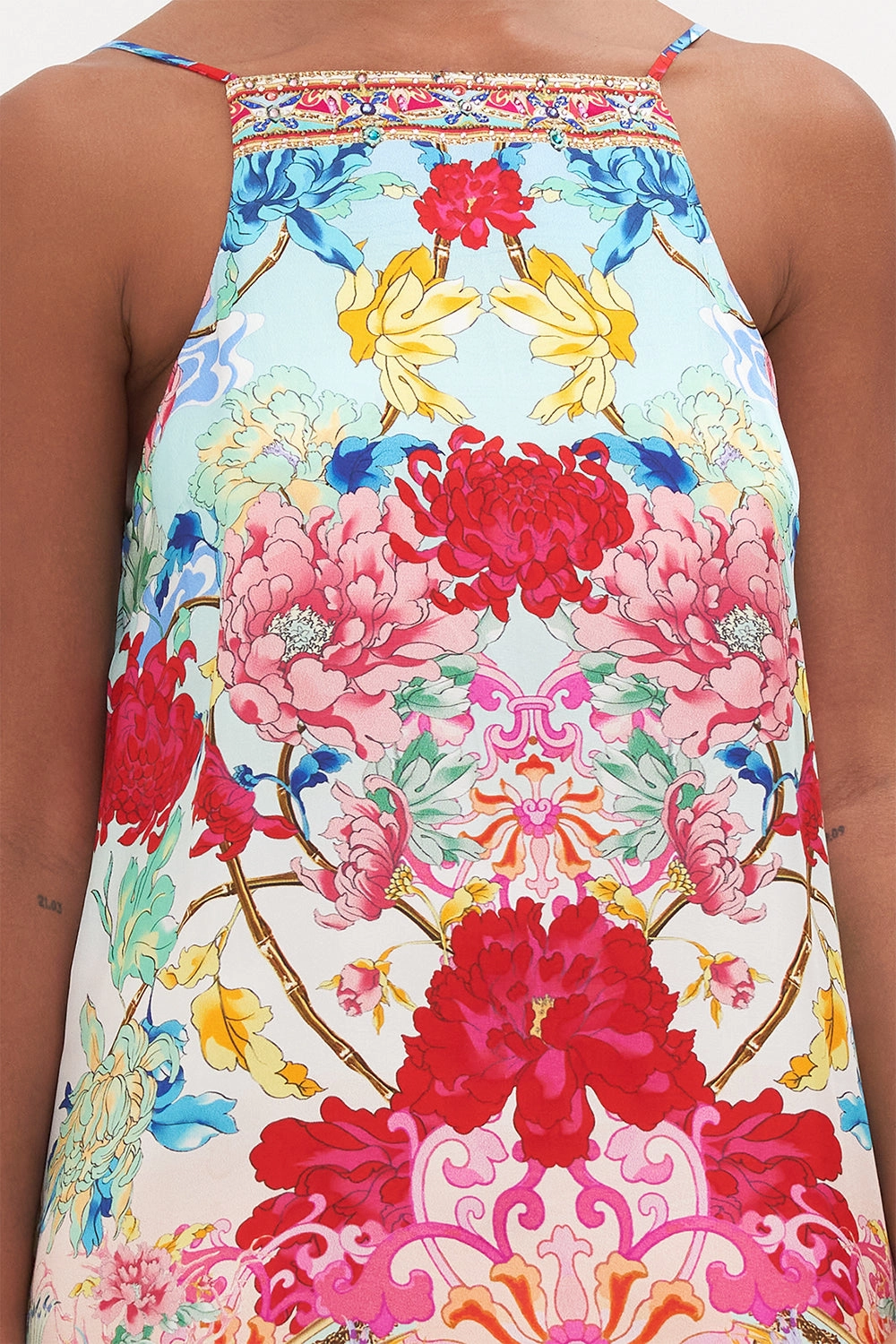 HIGH NECK LOW BACK SHIFT DRESS GO STAG
