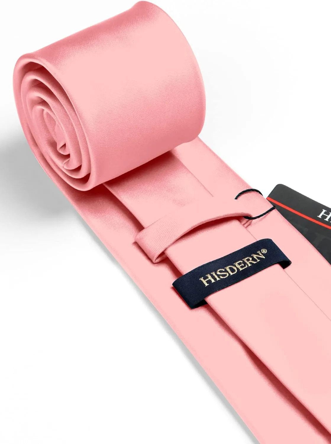 HISDERN Mens Solid Color Ties Formal Satin Necktie and Pocket Square Set Classic Wedding Business Tie & Handkerchief