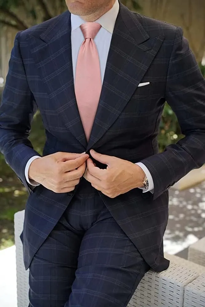 HISDERN Mens Solid Color Ties Formal Satin Necktie and Pocket Square Set Classic Wedding Business Tie & Handkerchief