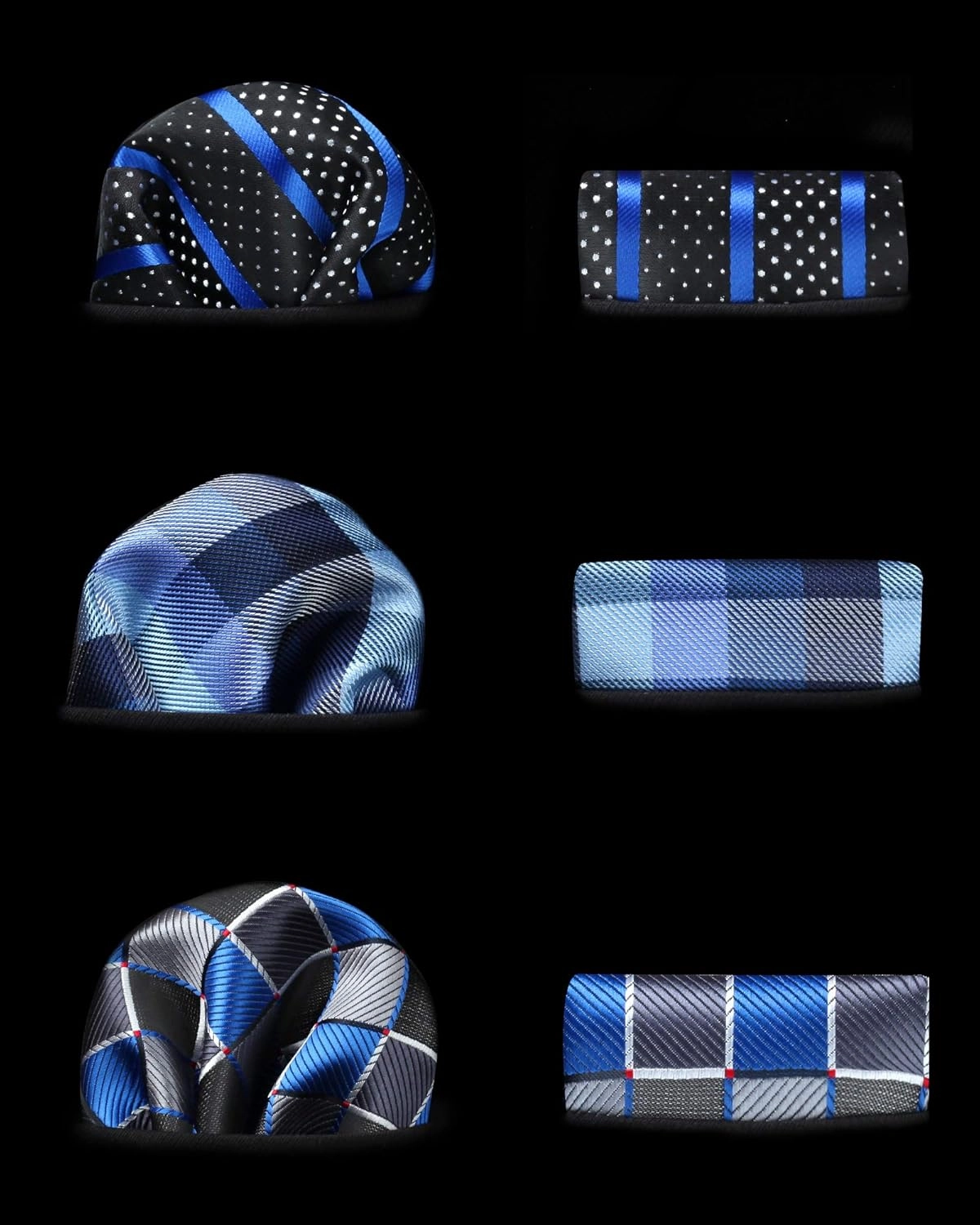 HISDERN Mens Ties Extra Long Tie and Pocket Square Set 63 Inch XL Tie Pack Collection Present Box Necktie Lot 3 PCS