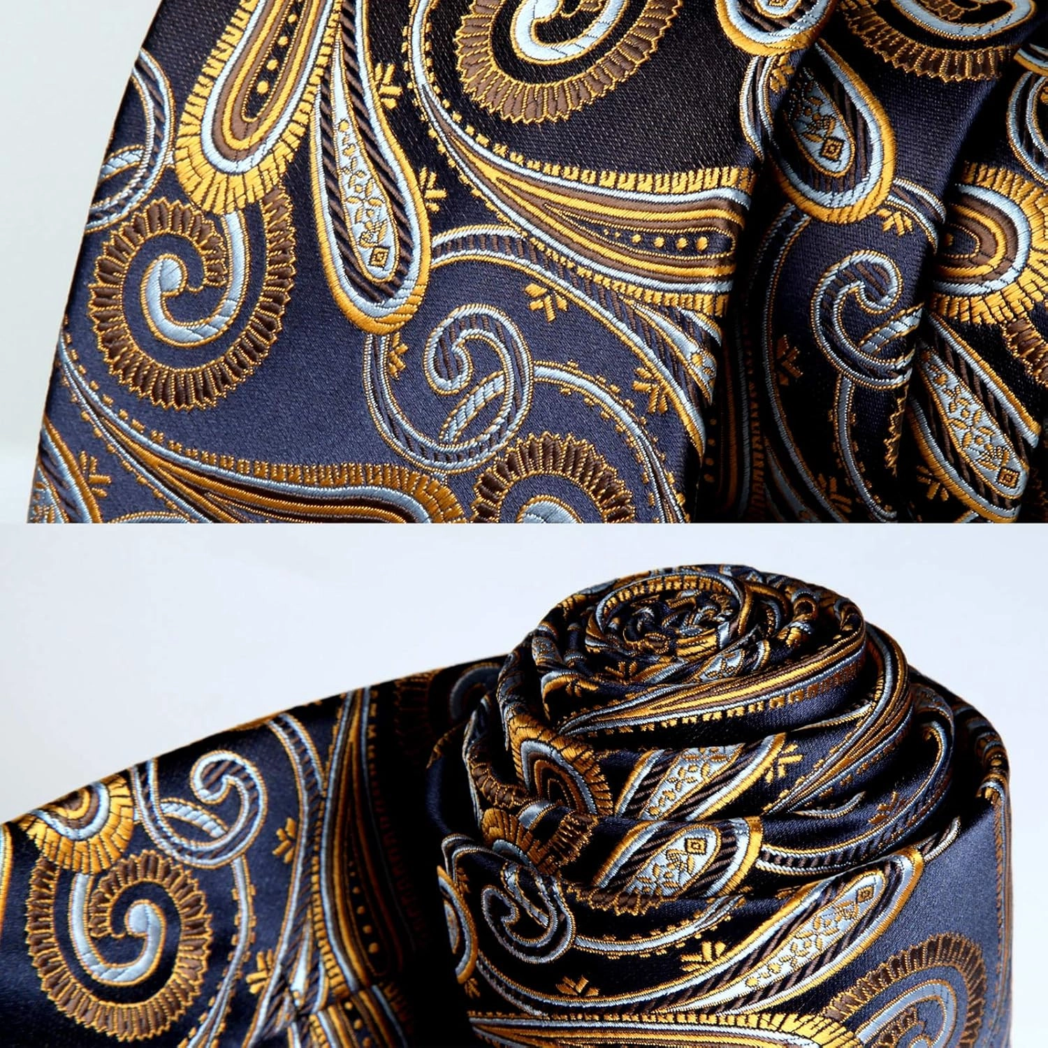 HISDERN Mens Ties Extra Long Tie and Pocket Square Set 63 Inch XL Tie Pack Collection Present Box Necktie Lot 3 PCS