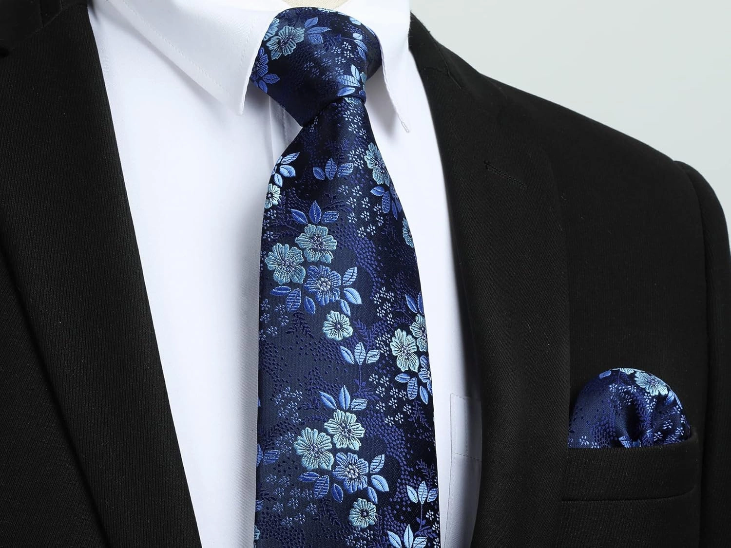 HISDERN Mens Ties Extra Long Tie and Pocket Square Set 63 Inch XL Tie Pack Collection Present Box Necktie Lot 3 PCS