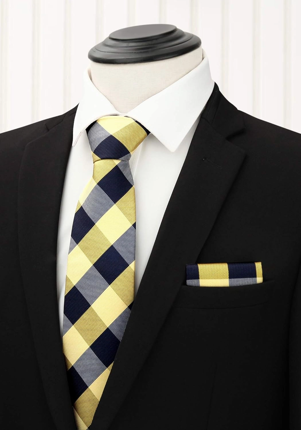 HISDERN Mens Ties Extra Long Tie and Pocket Square Set 63 Inch XL Tie Pack Collection Present Box Necktie Lot 3 PCS