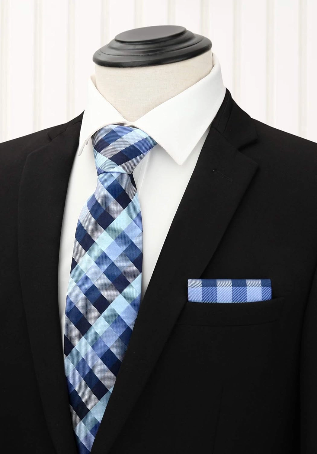 HISDERN Mens Ties Extra Long Tie and Pocket Square Set 63 Inch XL Tie Pack Collection Present Box Necktie Lot 3 PCS