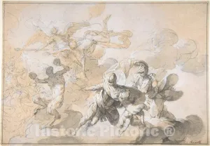 Historic Pictoric Art Print : Giovanni Domenico Ferretti - Ceiling Decoration with Mars, Minerva, and a Dancing Satyr : Vintage Wall Décor : 36in x 24in